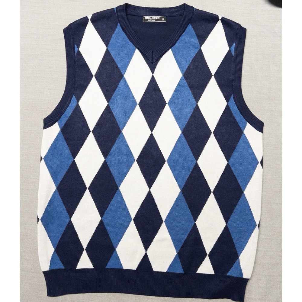 PJ‎ Paul Jones Argyle Sweater Vest Mens XL Golf Preppy Office